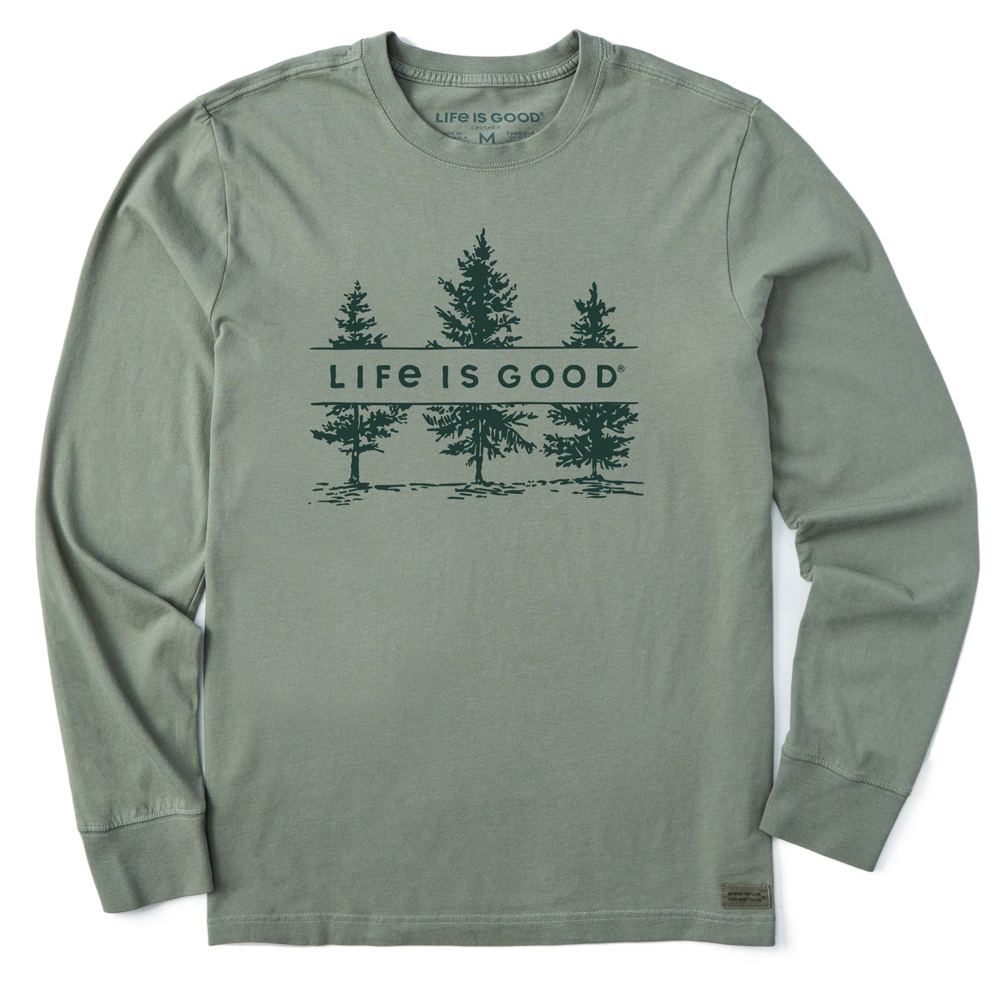 Men's Three Pine Trees Long Sleeve Crusher Tee