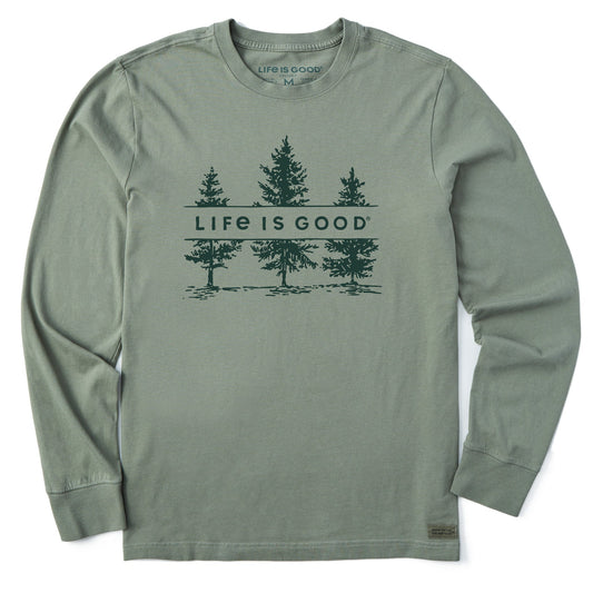 Men's Three Pine Trees Long Sleeve Crusher Tee