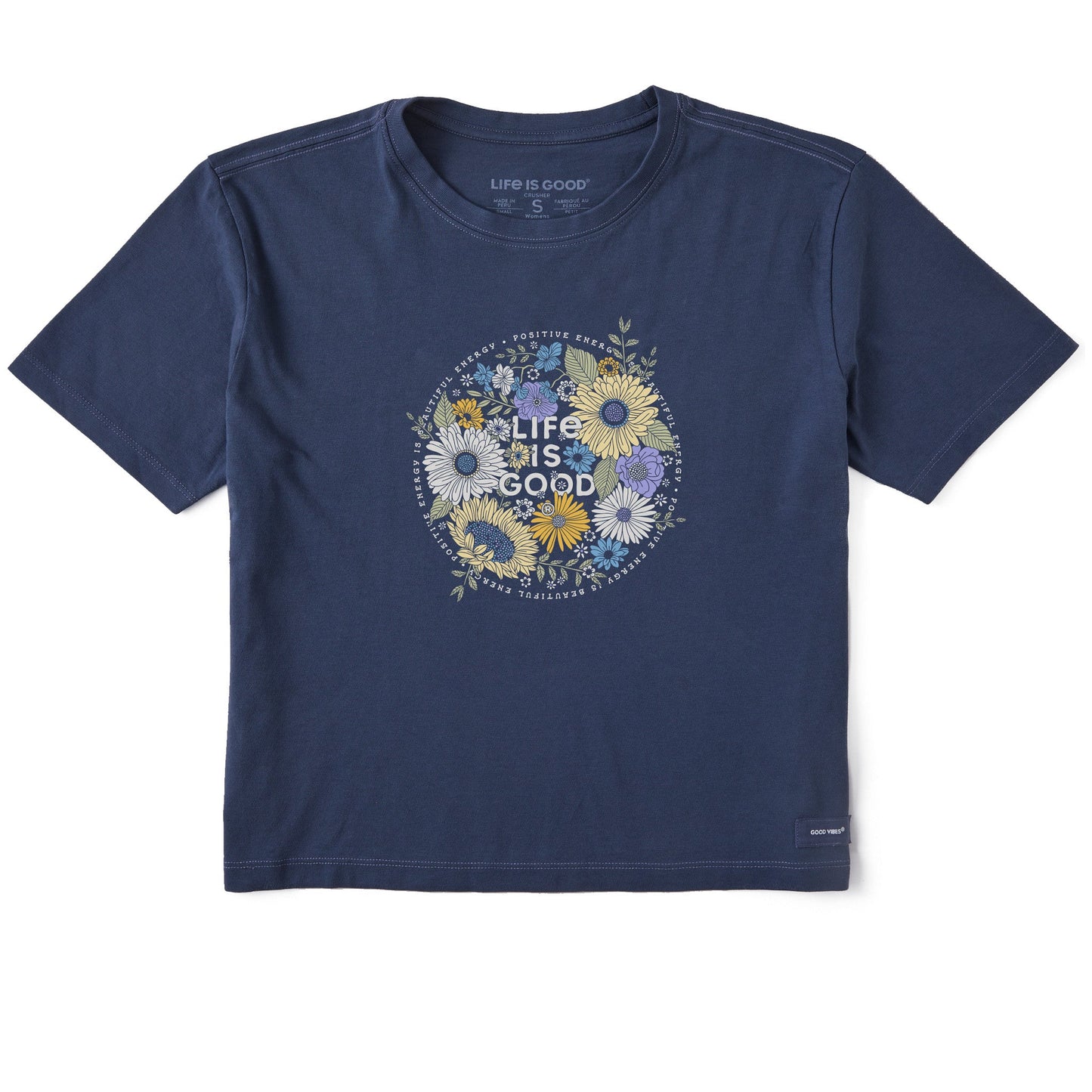 Women's Positive Energy Flowers Short Sleeve Crusher Boxy Tee