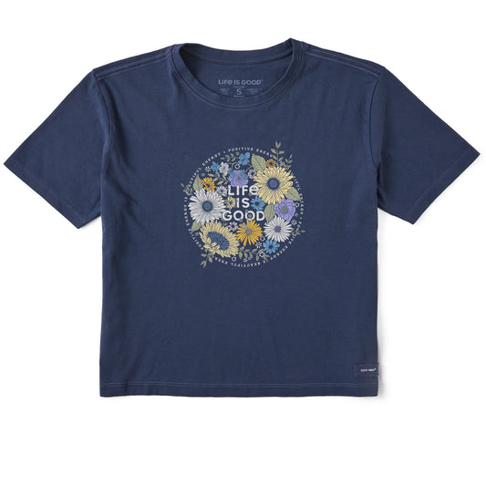 Women's Positive Energy Flowers Short Sleeve Crusher Boxy Tee