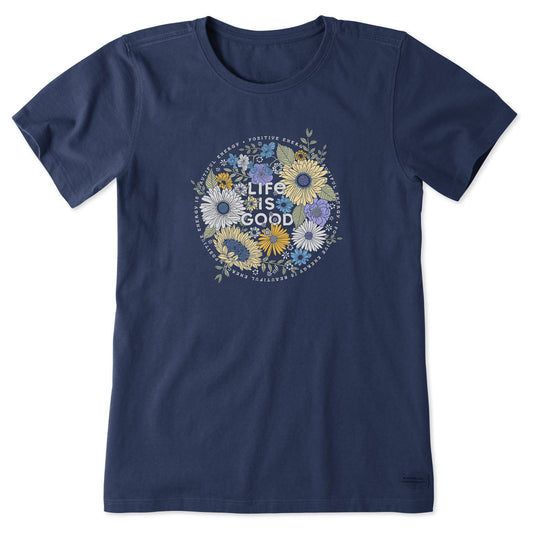 Women's Positive Energy Flowers Short Sleeve Crusher Tee
