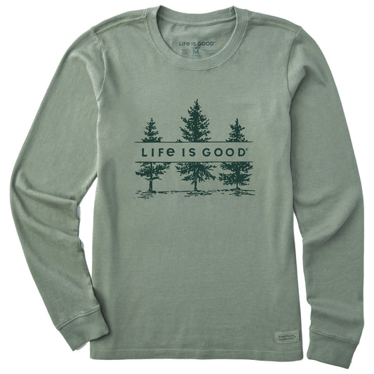 Women's Three Pine Trees Long Sleeve Crusher Tee