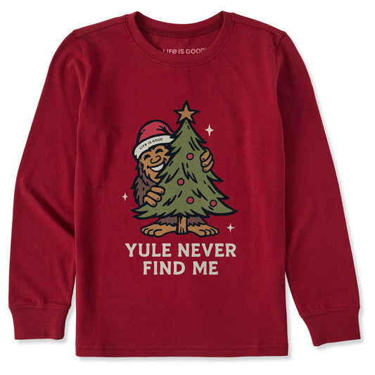 Kids Yule Never Find Me Long Sleeve Crusher Tee