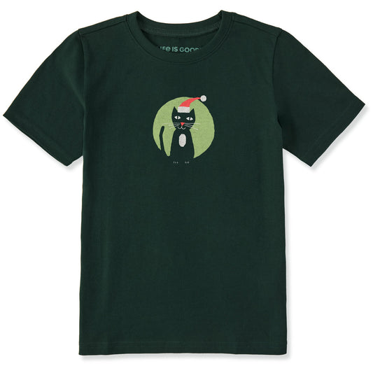 Kids Little Santa Cat Short Sleeve Crusher Tee