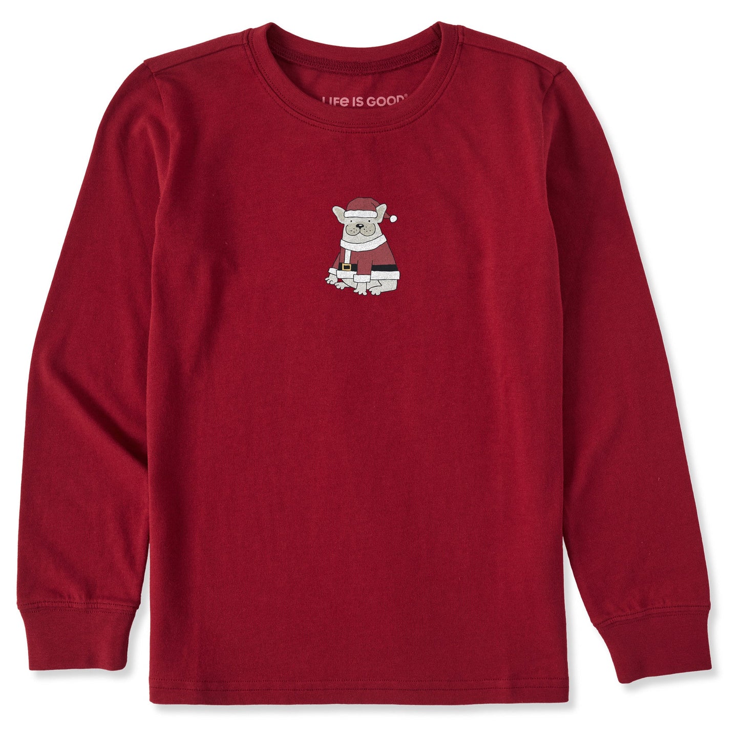 Kids Santa Frenchie Long Sleeve Crusher Tee
