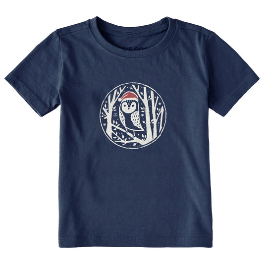 Toddler Owl in Santa Hat Short Sleeve Crusher Tee