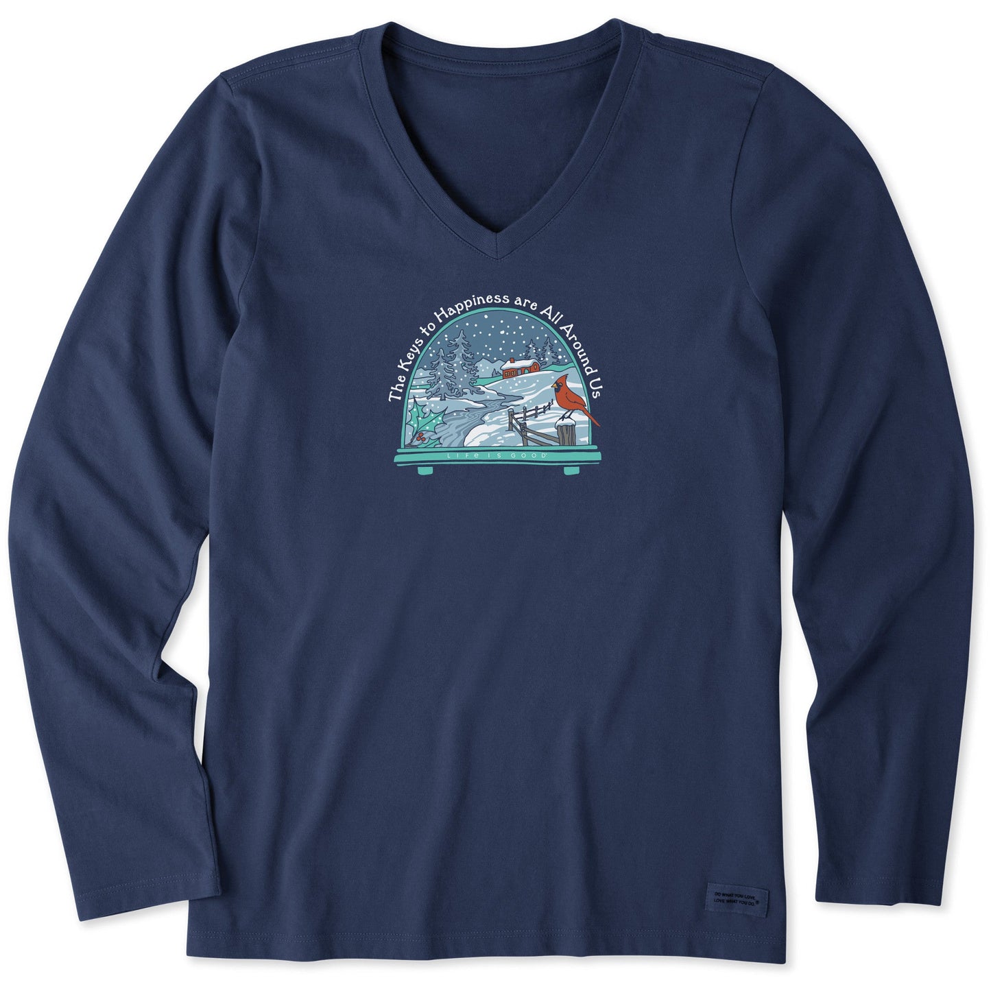 Women's The Keys to Winter Happiness Long Sleeve Crusher Vee