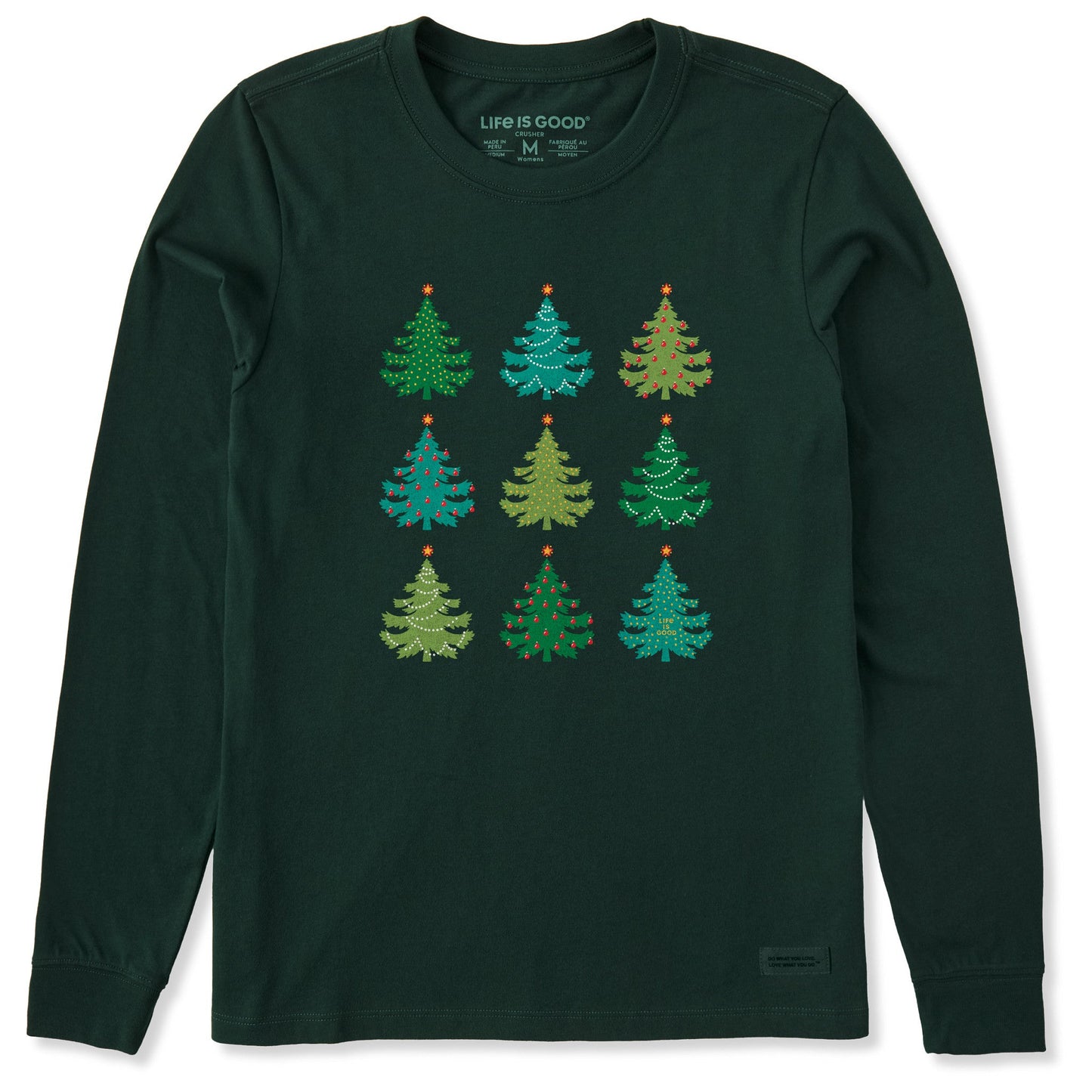 Women's Nine Christmas Trees Long Sleeve Crusher Tee