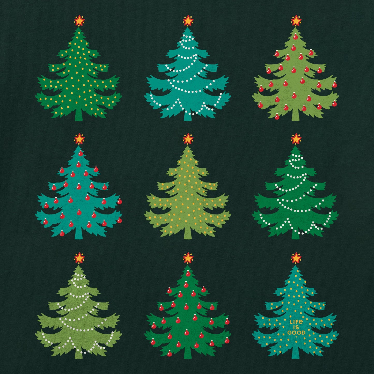 Women's Nine Christmas Trees Short Sleeve Crusher Tee