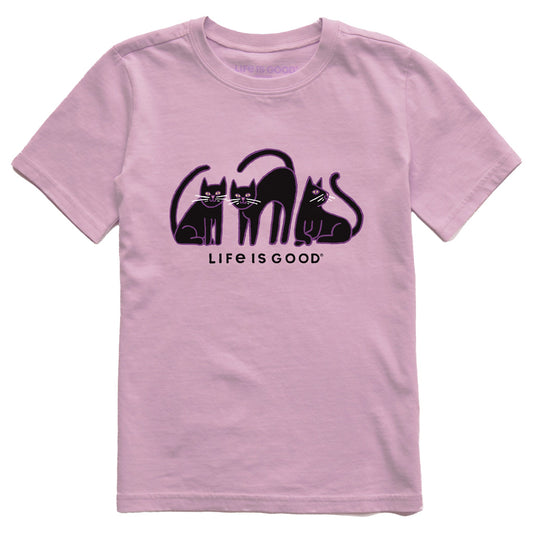 Kids Black Cat Trio Short Sleeve Crusher Tee