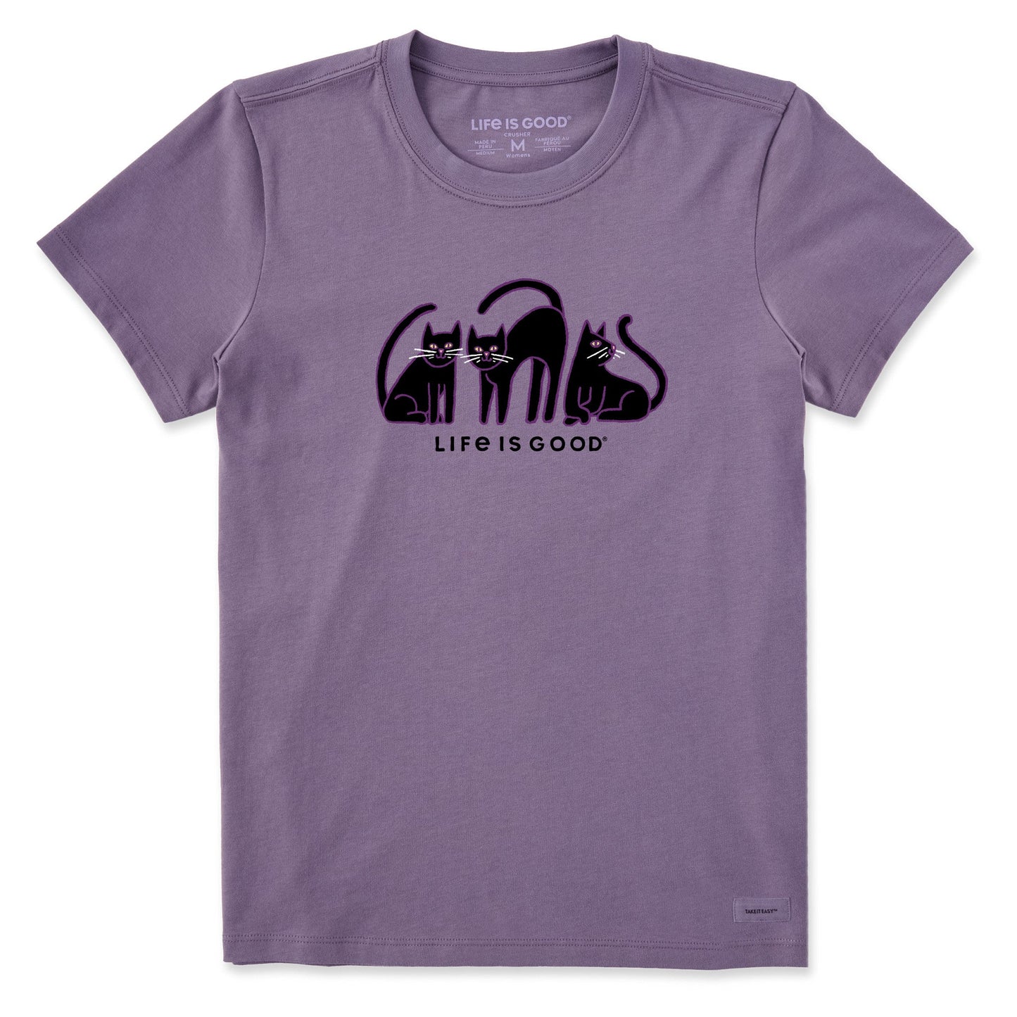 Women's Black Cat Trio Short Sleeve Crusher Tee