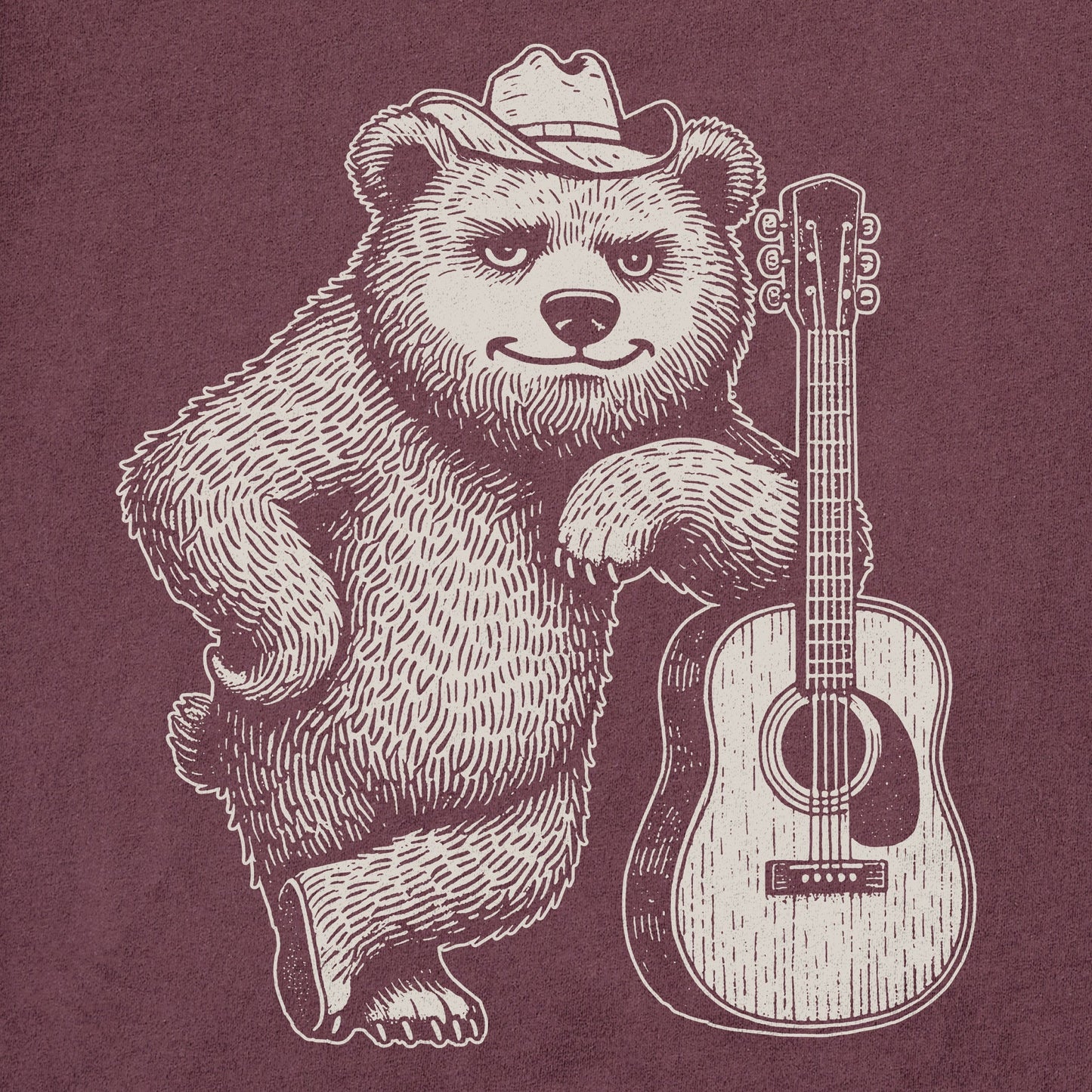 Men's Bear Guitar Short Sleeve Crusher Tee