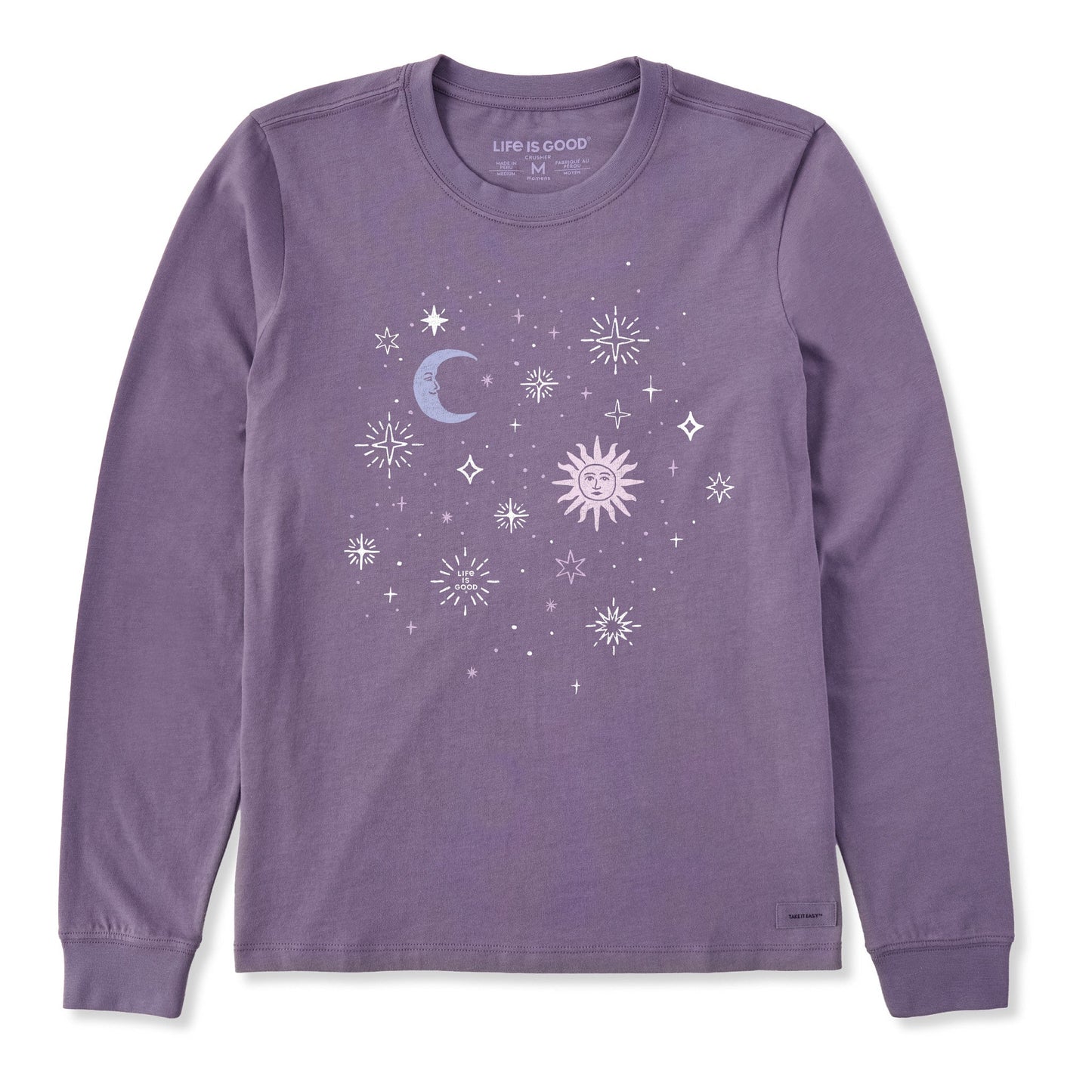 Women's Celestial Sun, Moon, and Stars Long Sleeve Crusher Tee
