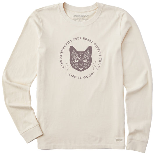 Women's Some Cats Find Your Heart Without Trying Long Sleeve Crusher Tee