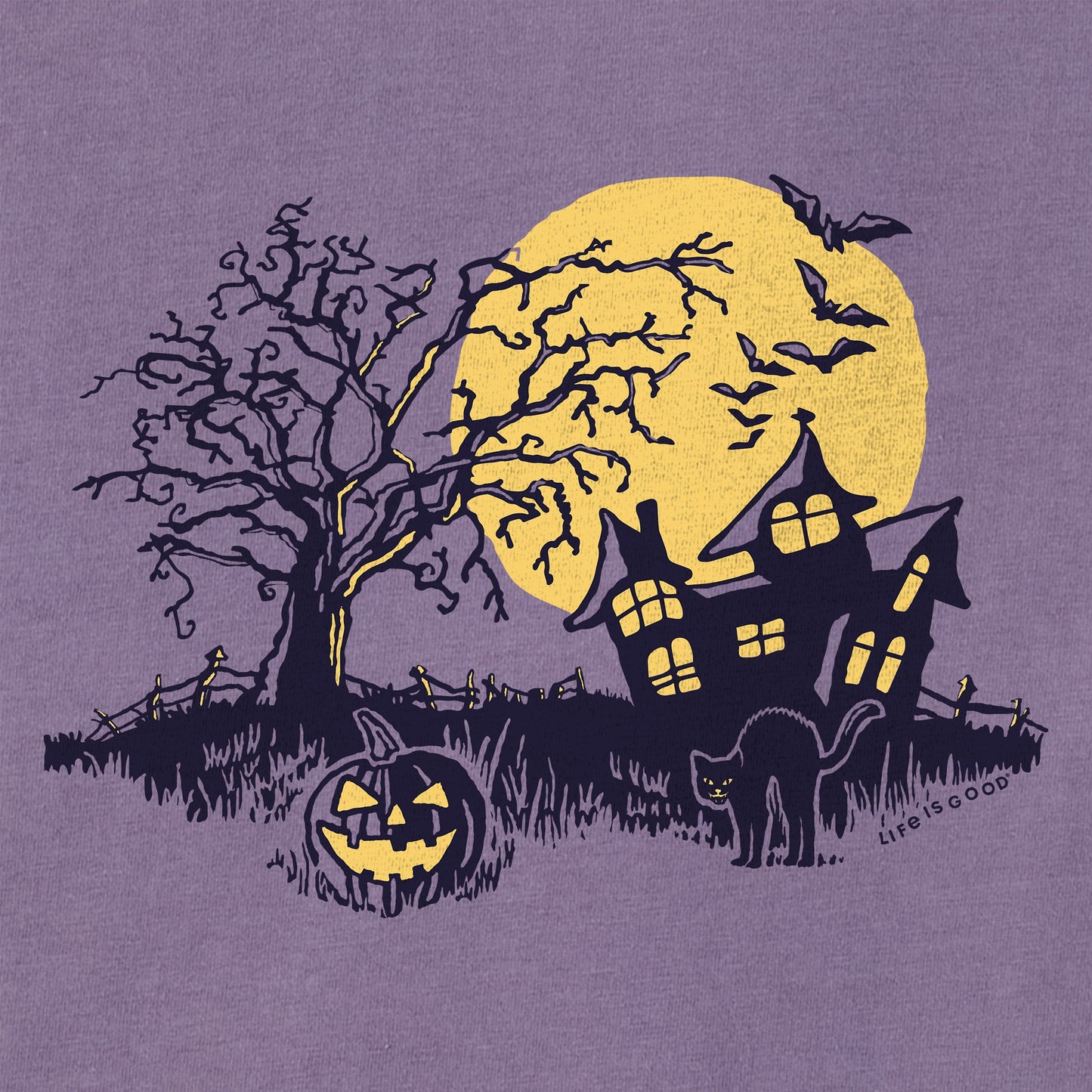 Women's Spooky Haunted House Short Sleeve Crusher Boxy Tee