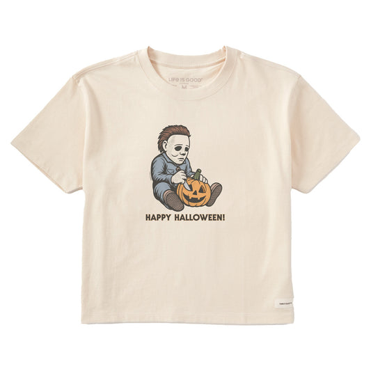 Women's Happy Halloween Carving Short Sleeve Crusher Boxy Tee