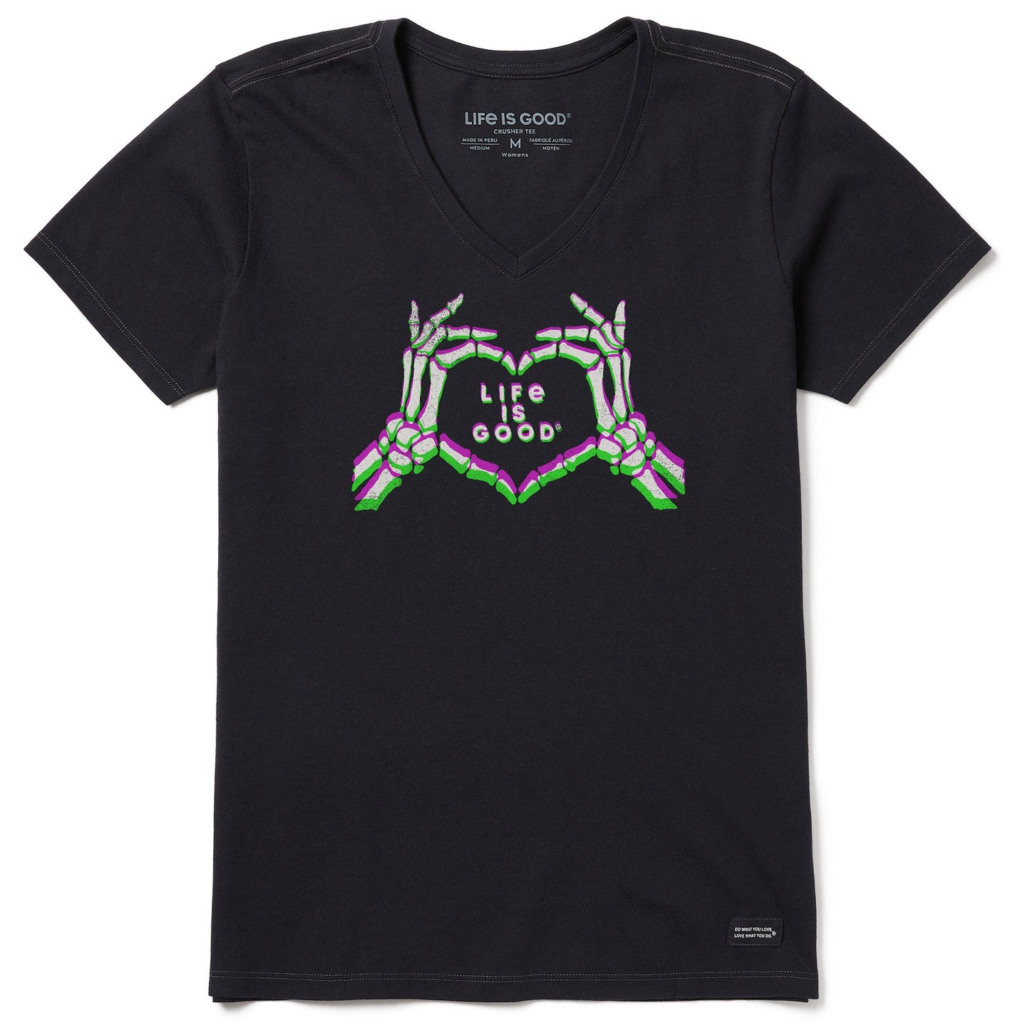 Women's Skeleton Love Short Sleeve Crusher Vee