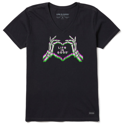 Women's Skeleton Love Short Sleeve Crusher Vee