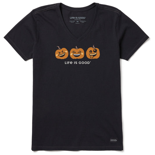 Women's Emoji Pumpkins Short Sleeve Crusher Vee