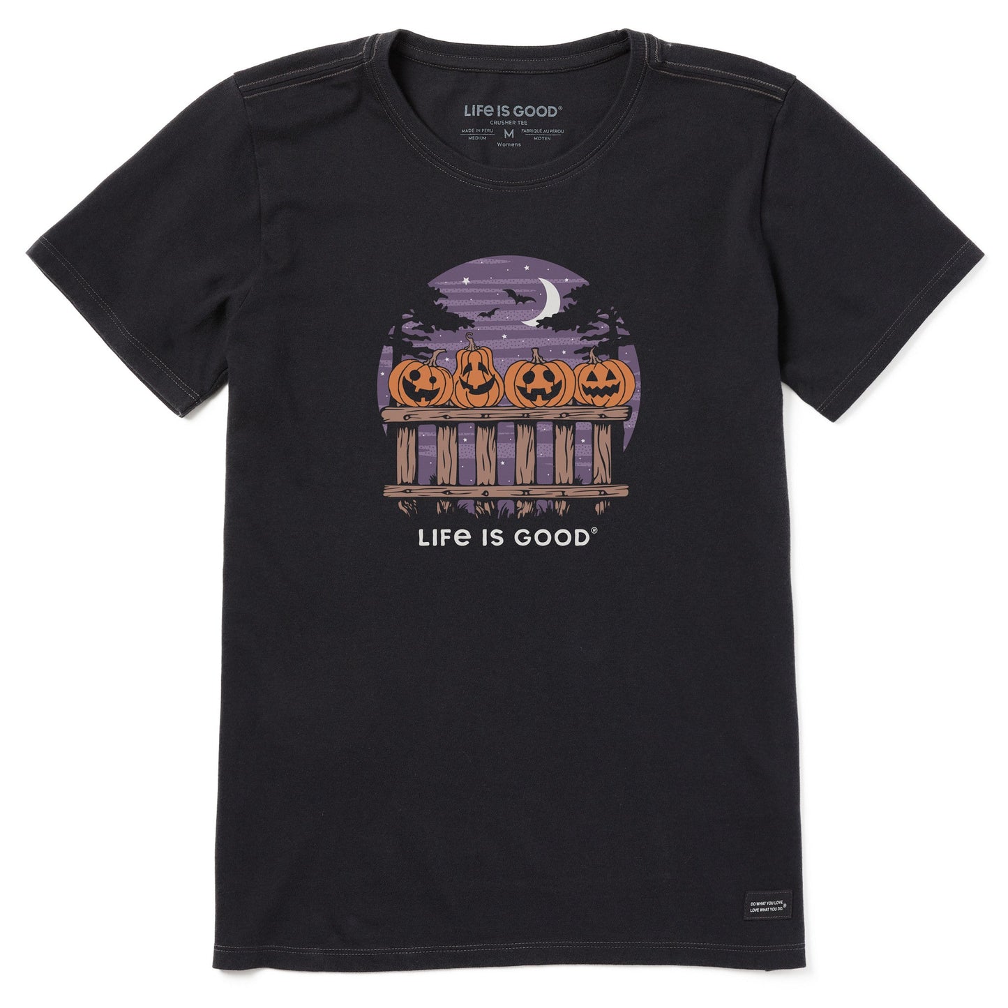 Women's Pumpkins on a Night Fence Short Sleeve Crusher Tee