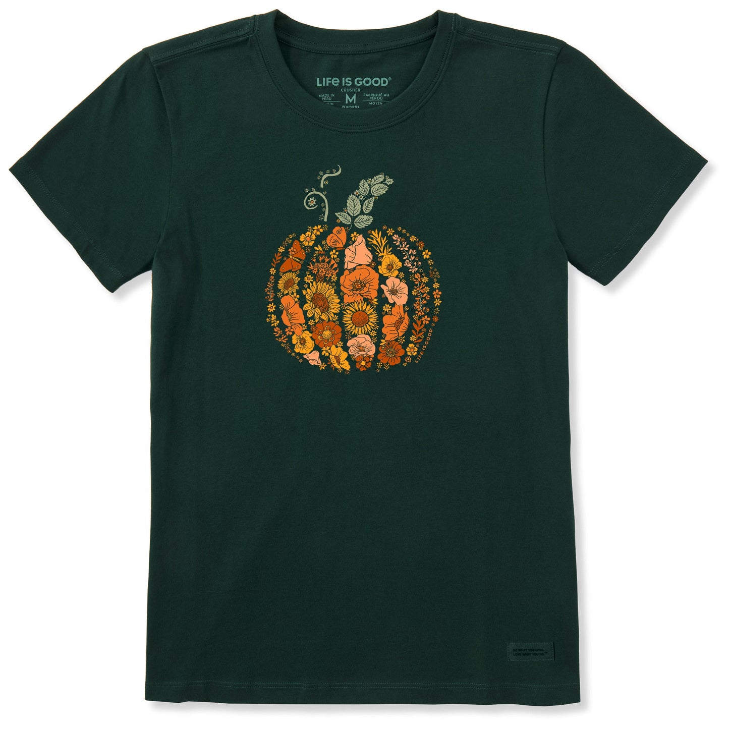 Women's Flower Pumpkin Short Sleeve Crusher Tee