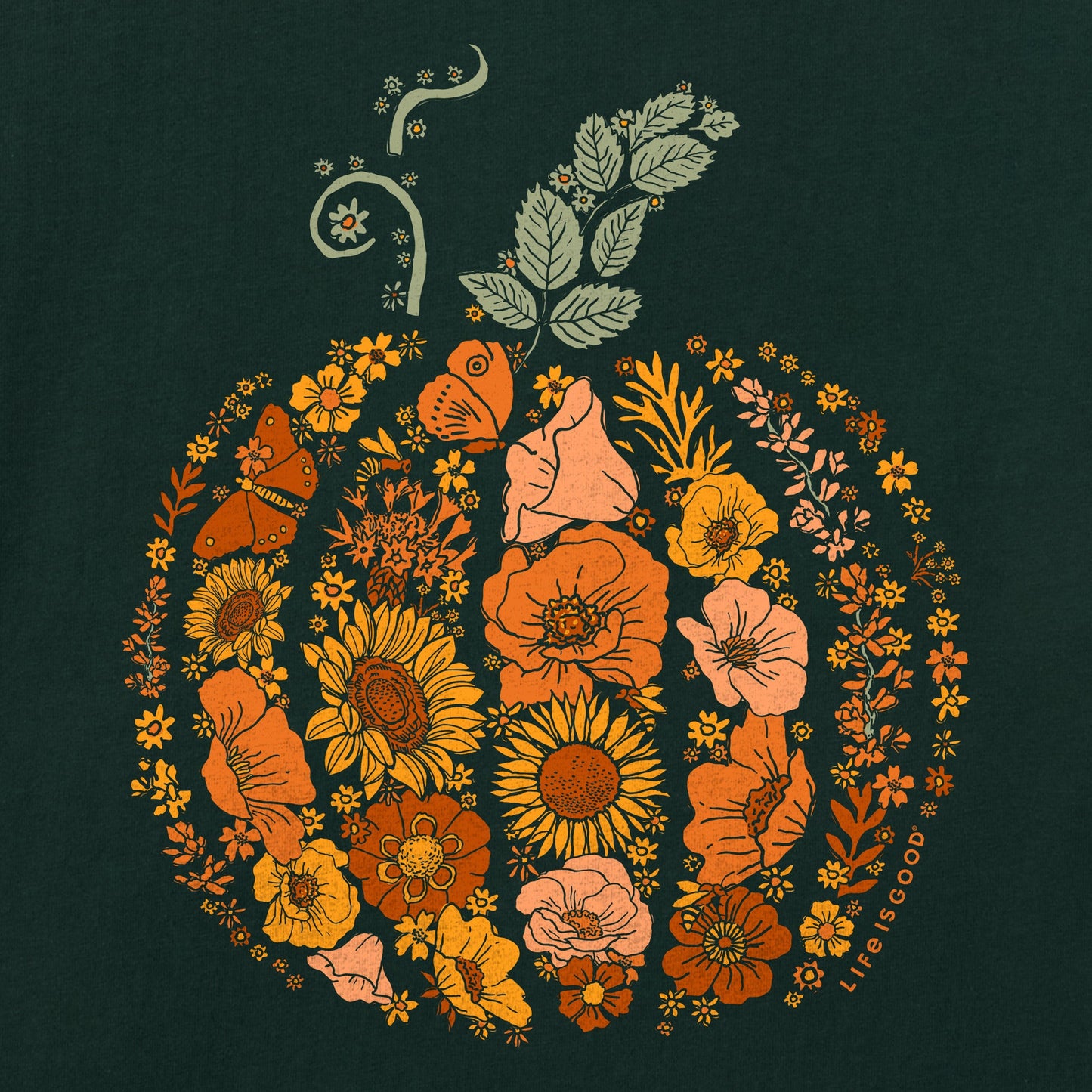 Women's Flower Pumpkin Short Sleeve Crusher Tee