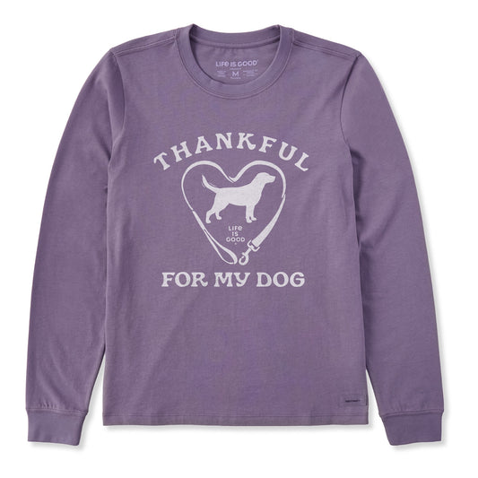Women's Thankful for my Dog Long Sleeve Crusher Tee