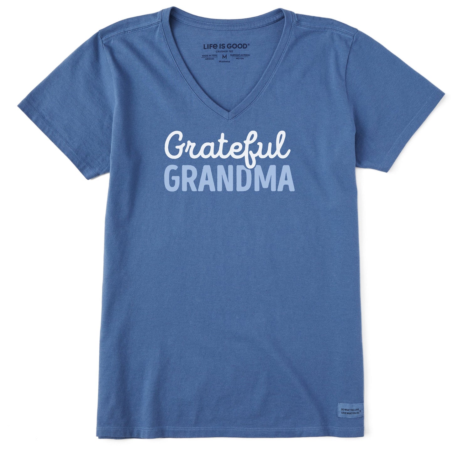Women's Grateful Grandma Script Short Sleeve Crusher Vee