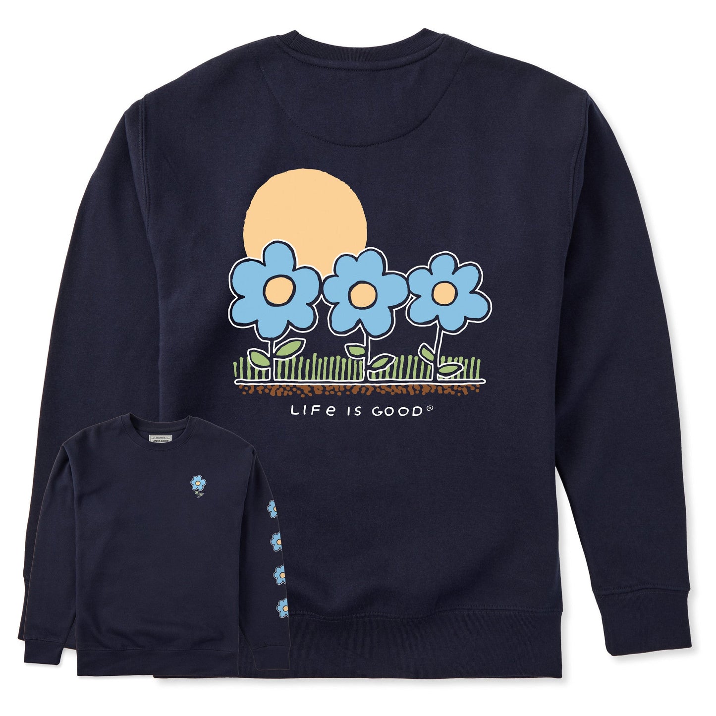 Adult Unisex 3 Flowers Every Wear Crew Sweatshirt