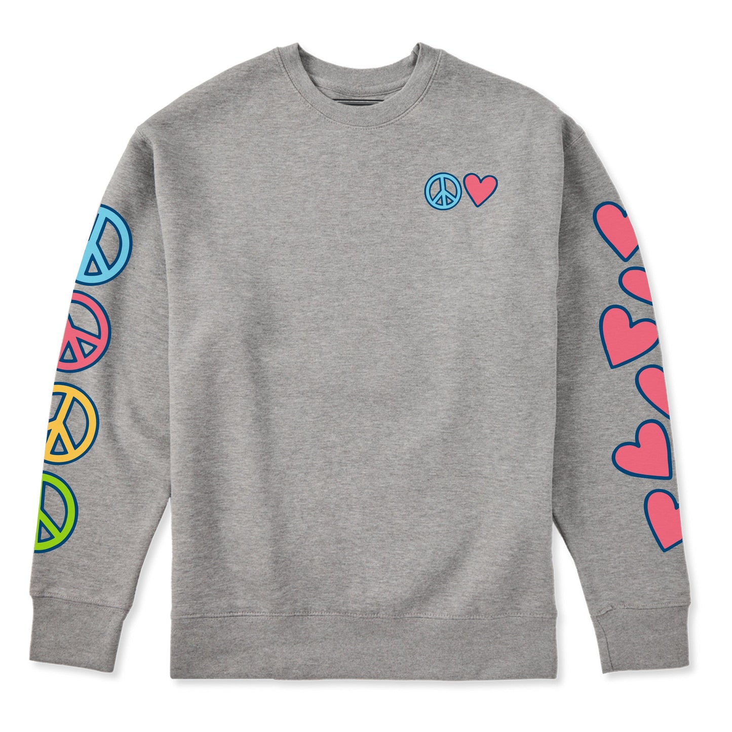 Adult Unisex Peace and Love Together Every Wear Crew Sweatshirt