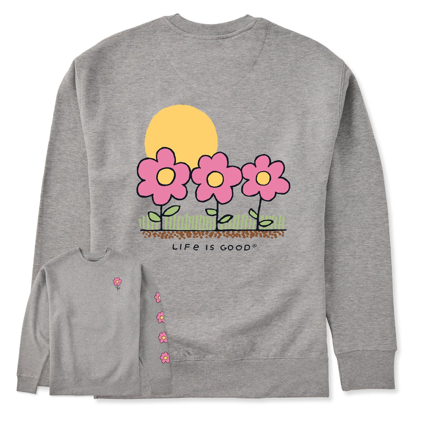 Adult Unisex 3 Flowers Every Wear Crew Sweatshirt
