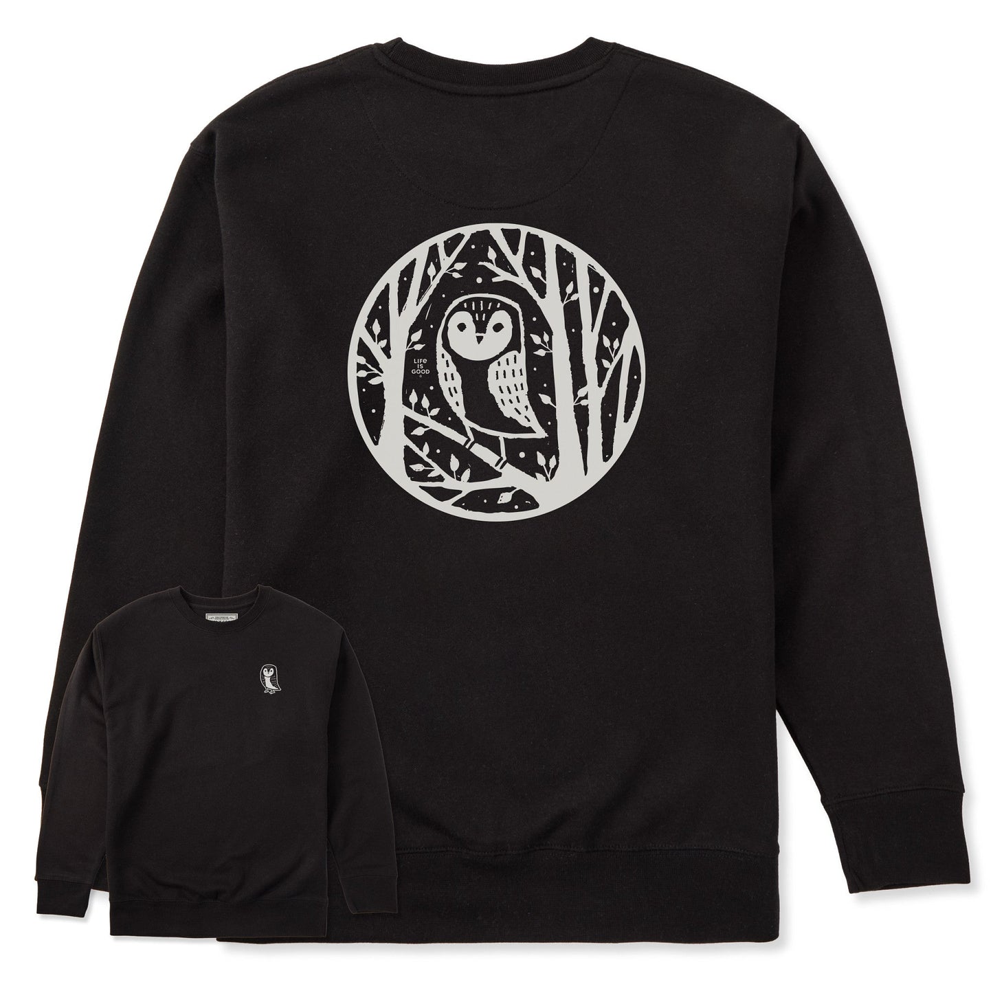 Adult Unisex Owl in the Trees Every Wear Crew Sweatshirt