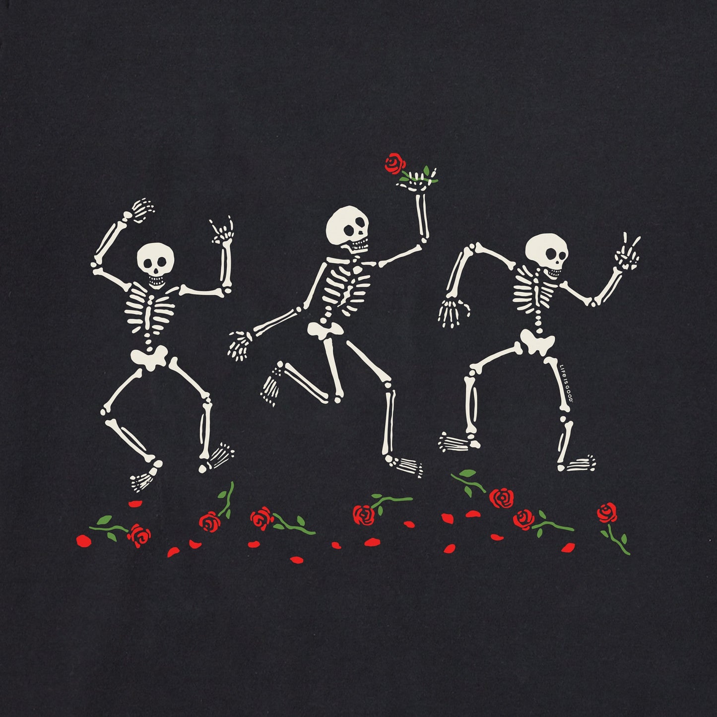Men's Skeletons and Roses Short Sleeve Crusher Tee