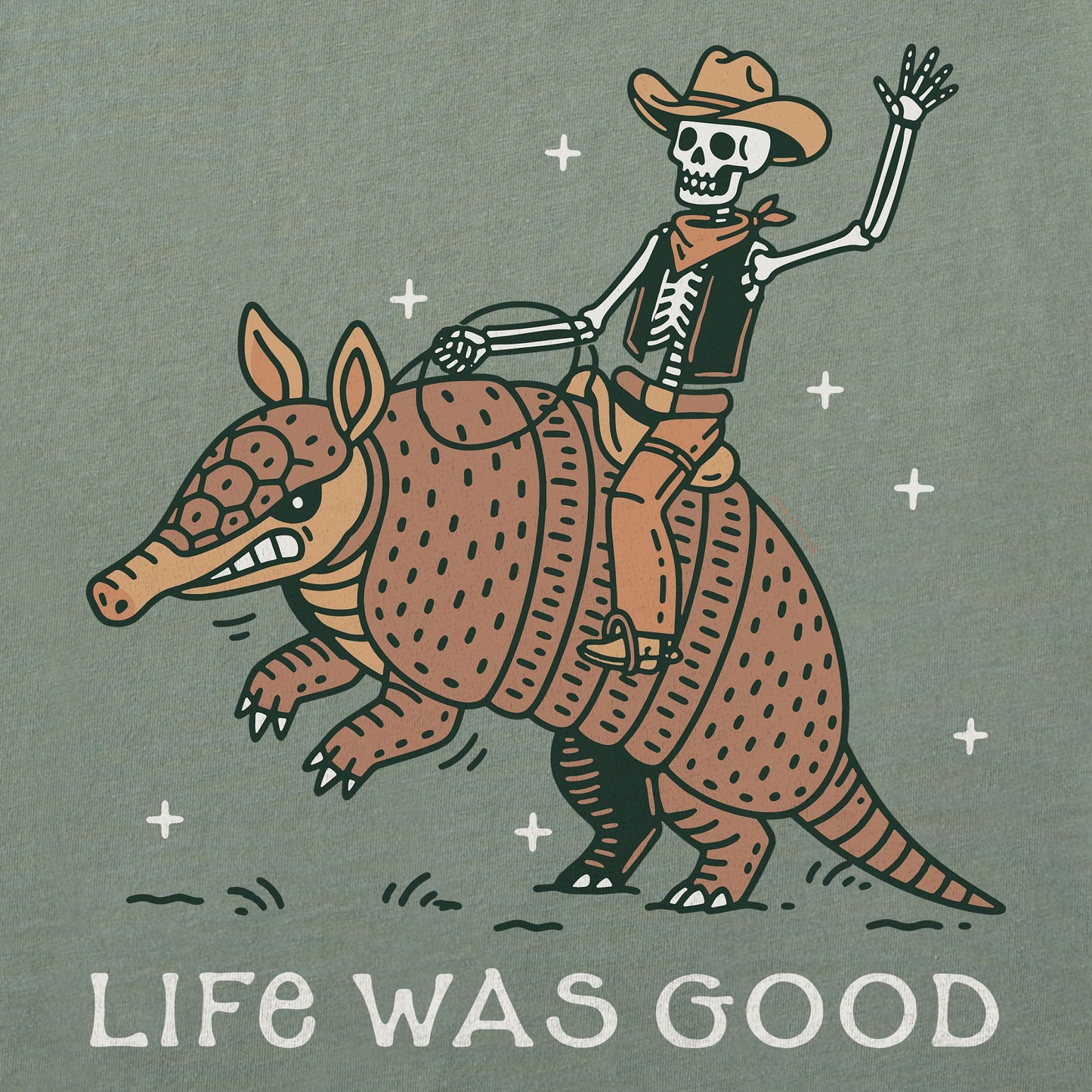 Men's Life Was Good Armadillo Short Sleeve Crusher Tee