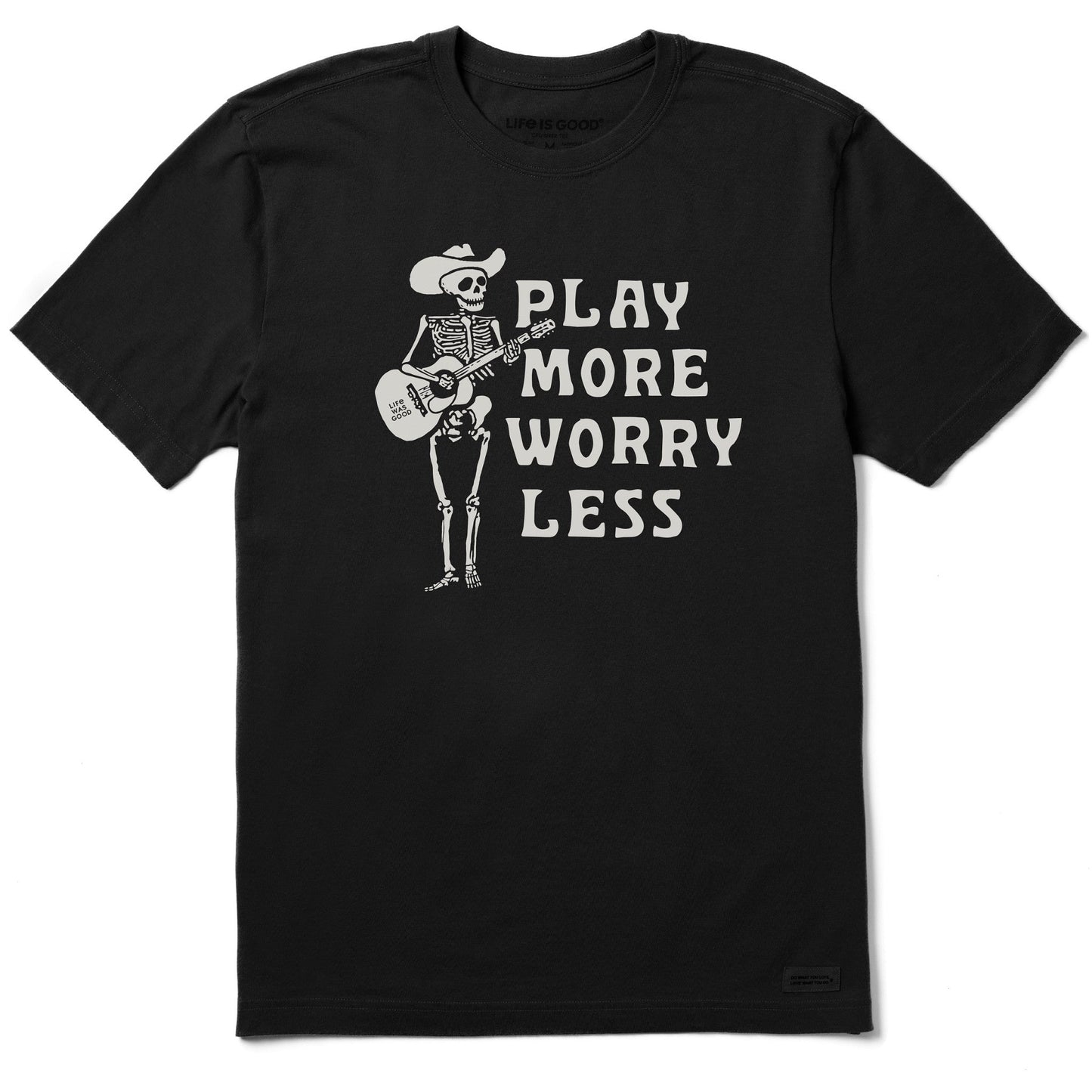 Men's Play More Worry Less Skeleton Short Sleeve Crusher Tee