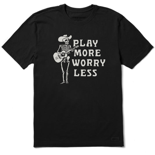Men's Play More Worry Less Skeleton Short Sleeve Crusher Tee