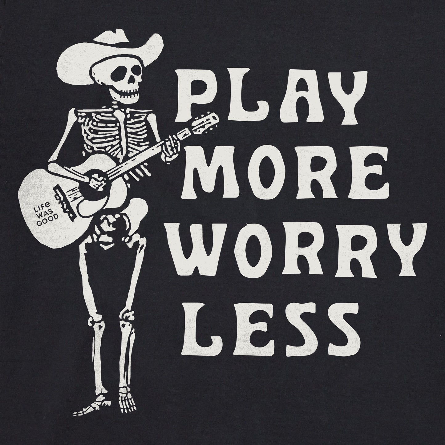 Men's Play More Worry Less Skeleton Short Sleeve Crusher Tee