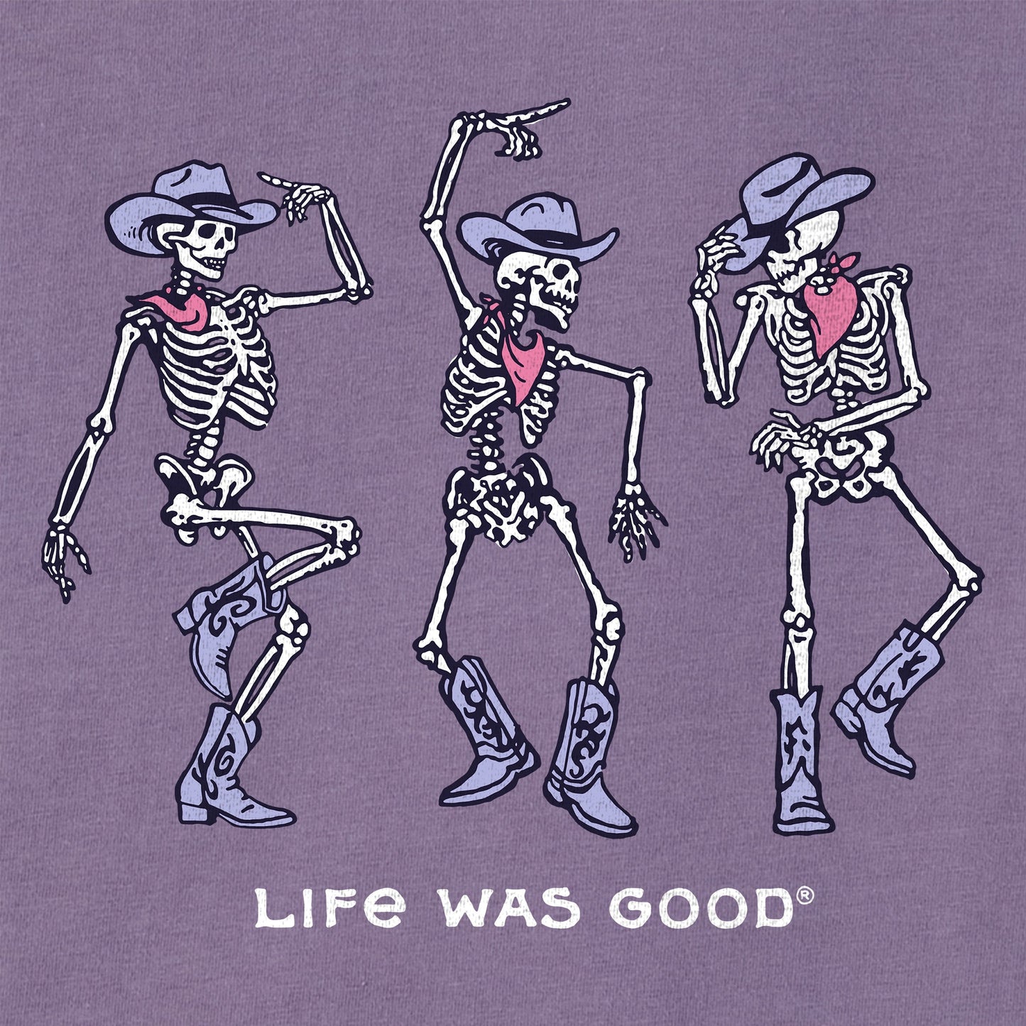 Women's Dancing Cowboy Skeletons Short Sleeve Crusher Boxy Tee