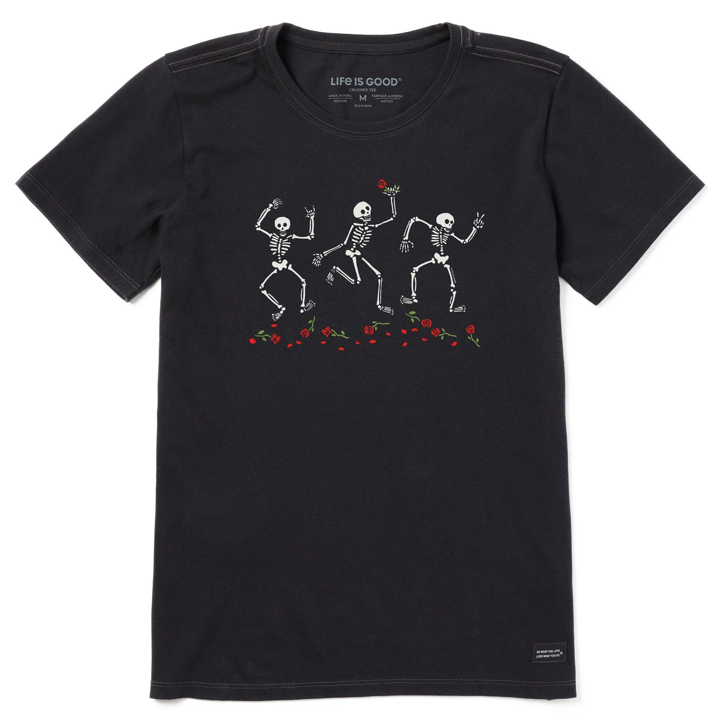 Women's Skeletons and Roses Short Sleeve Crusher Tee