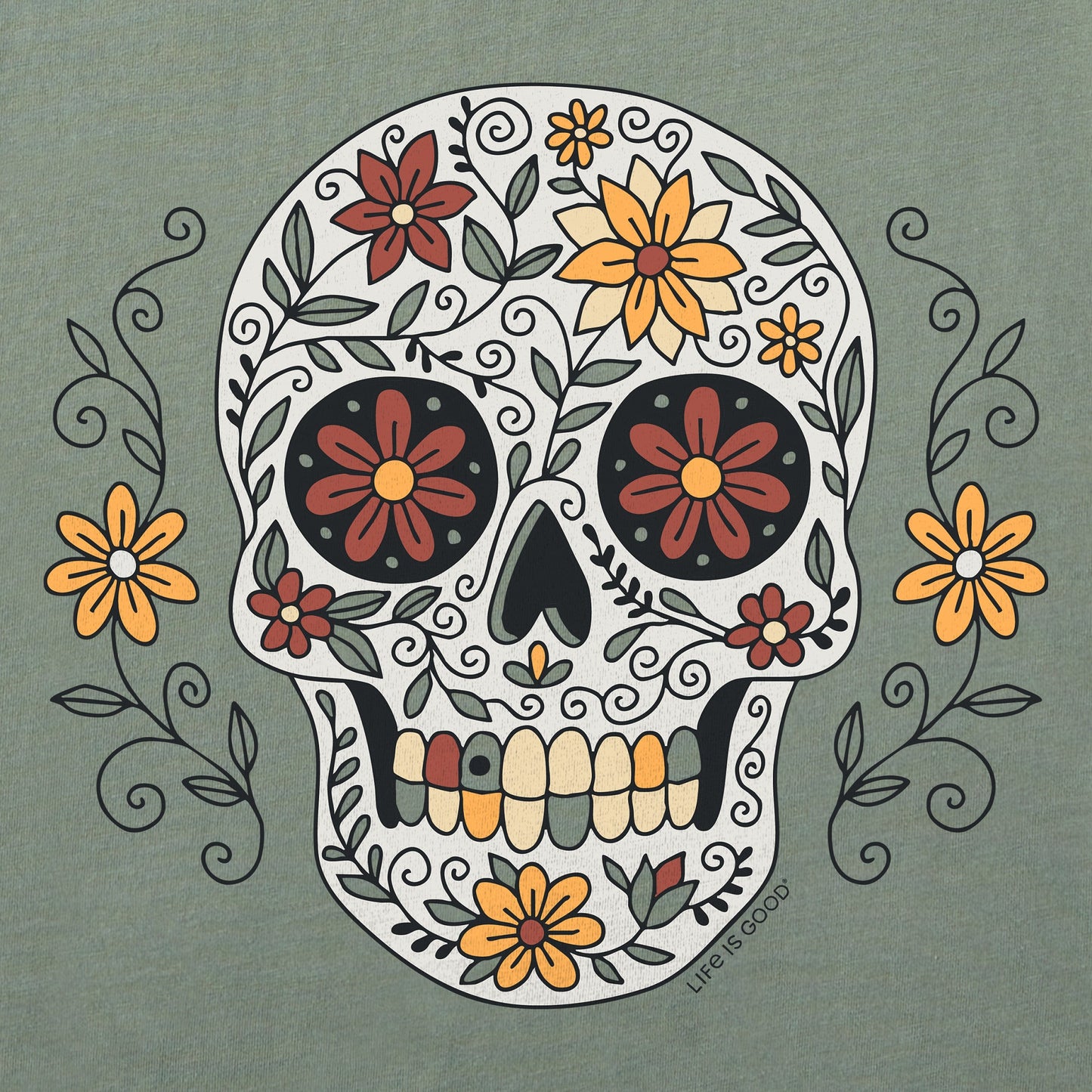 Women's Flower Skull Short Sleeve Crusher Tee