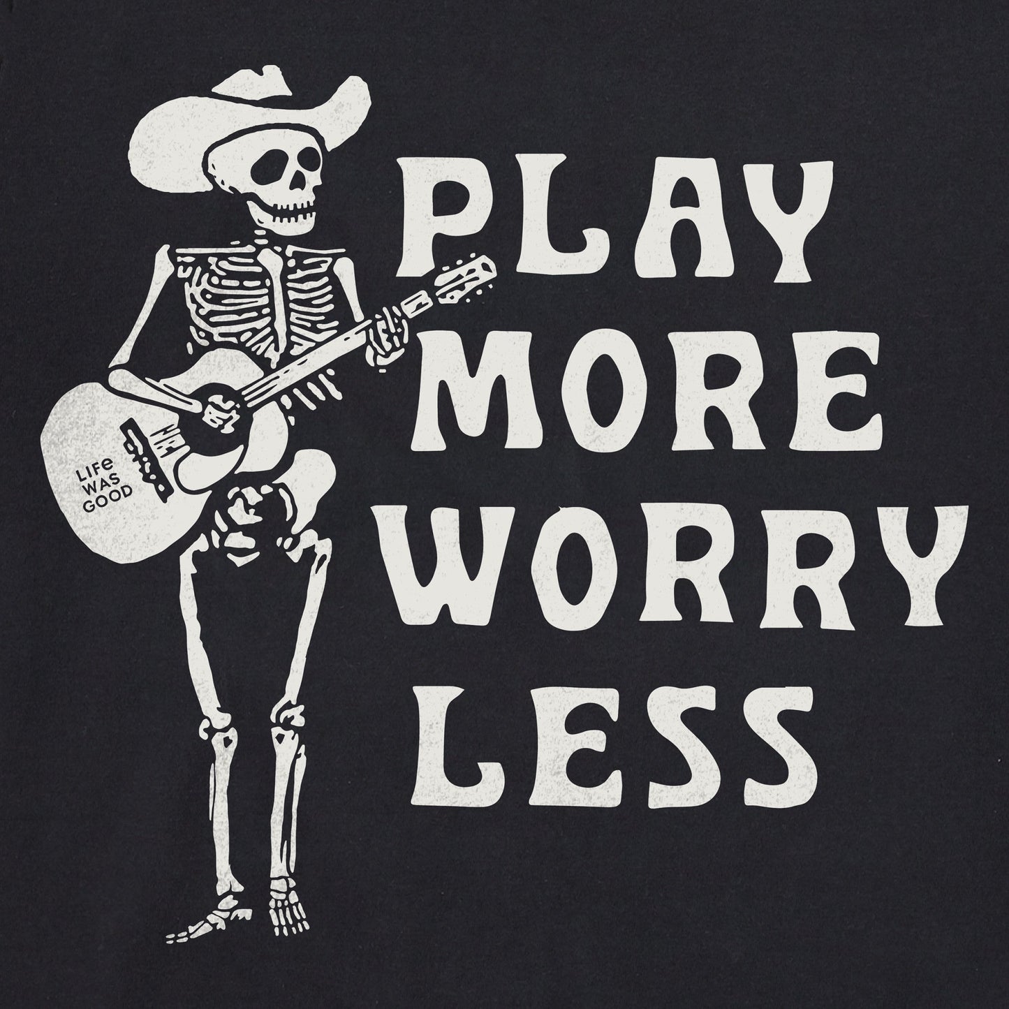 Women's Play More Worry Less Skeleton Short Sleeve Crusher Tee
