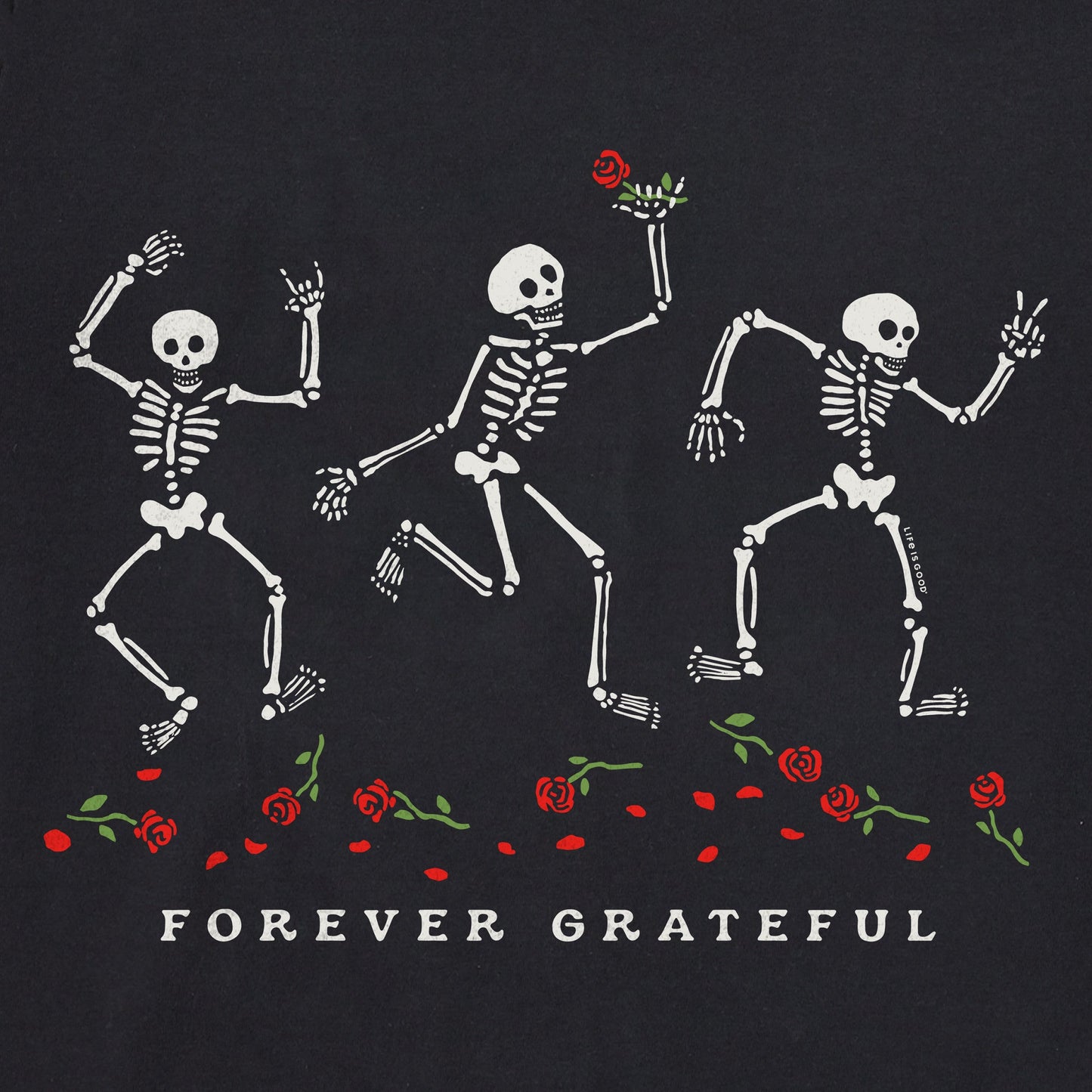 Women's Forever Grateful Dancing Skeletons Short Sleeve Crusher Tee