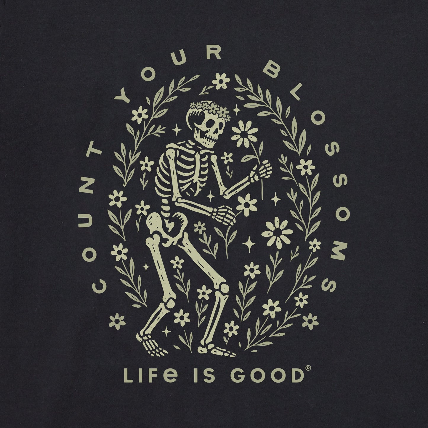 Women's Count Your Blossoms Skeleton Short Sleeve Crusher Tee