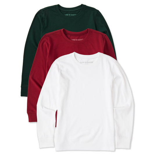 Kids Solid 3-Pack Long Sleeve Crusher Tee  Multi 1