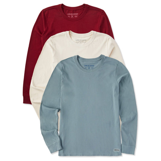 Womens Solid 3-Pack Long Sleeve Crusher Tee  Multi 4