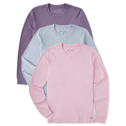 Womens Solid 3-Pack Long Sleeve Crusher Tee  Multi 5