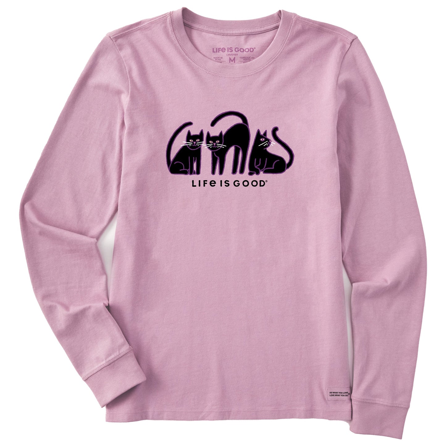 Women's Black Cat Trio Long Sleeve Crusher Tee