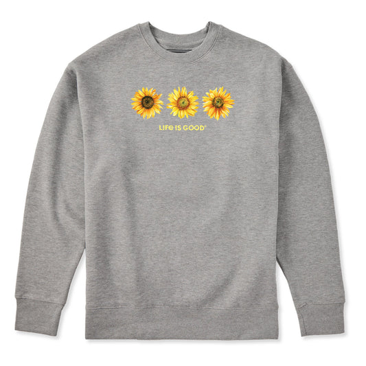 Adult Unisex 3 Sunflowers Every Wear Crew Sweatshirt