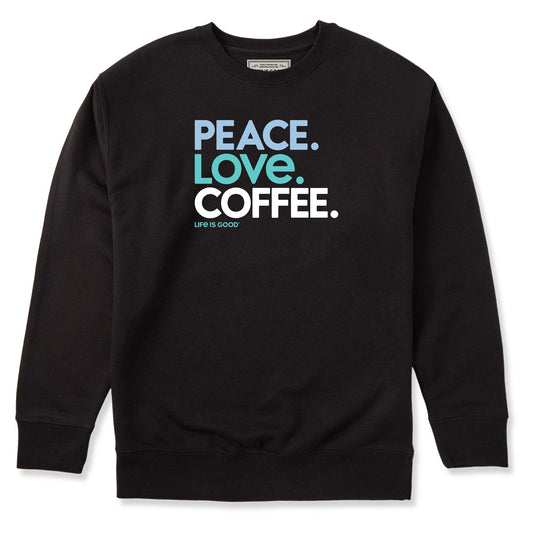 Adult Unisex Peace Love Coffee Every Wear Crew Sweatshirt