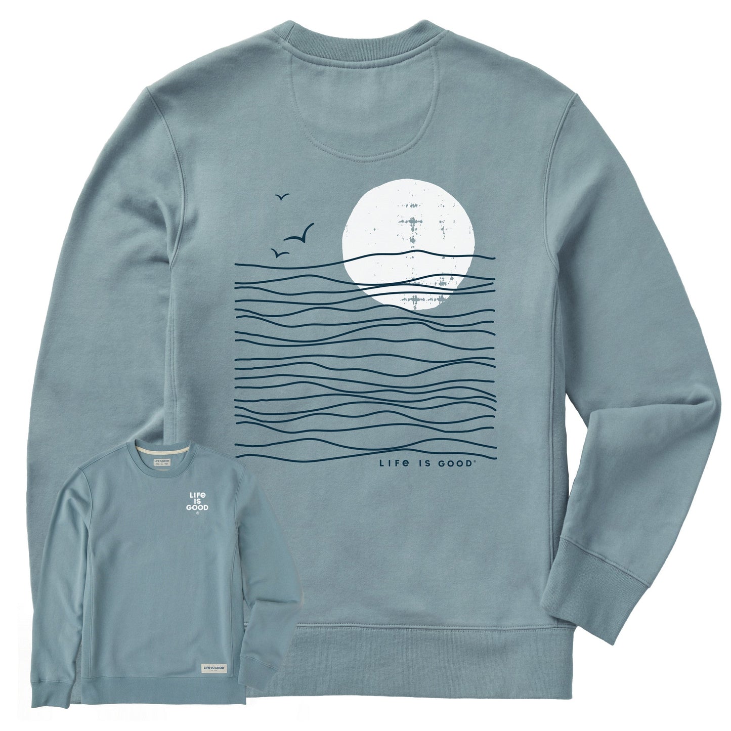Men's Life is Good Sunset Waves Simply True Fleece Crew